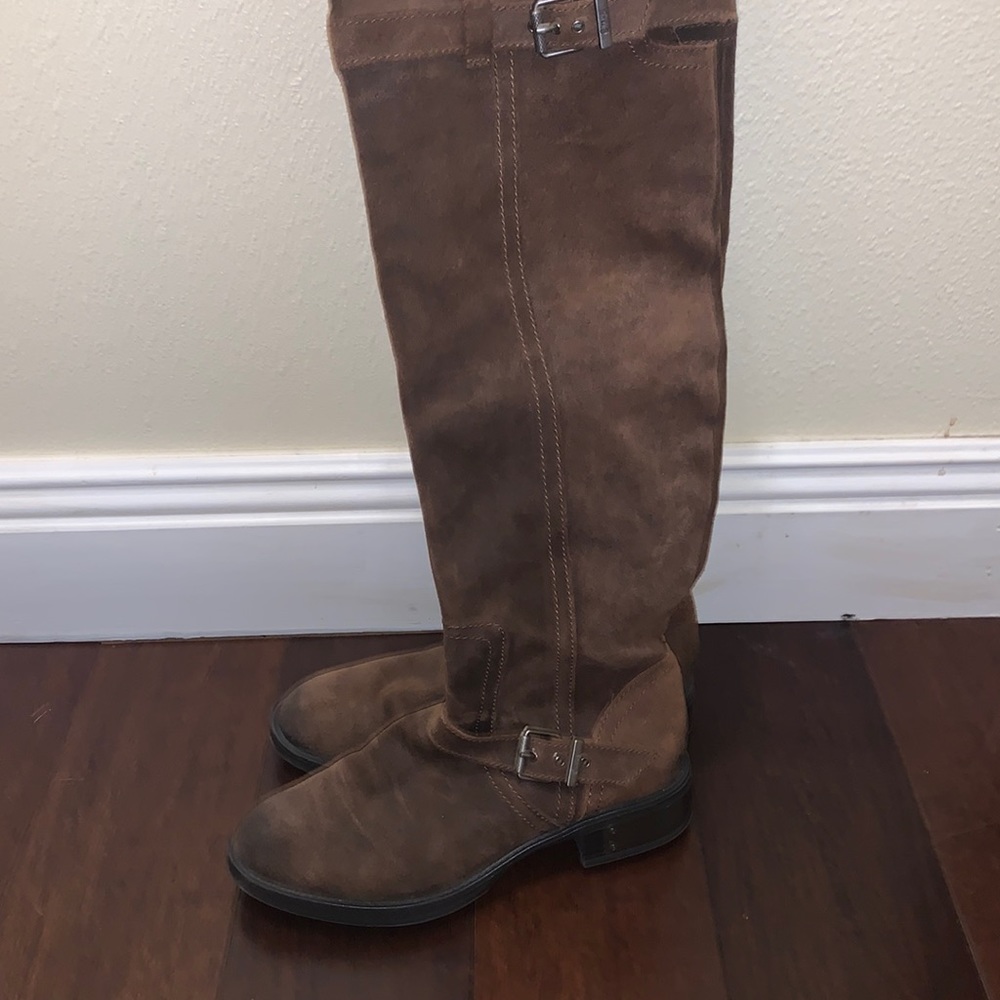 Circus by Sam Edelman Knee High Boots Block Heel Brown Suede